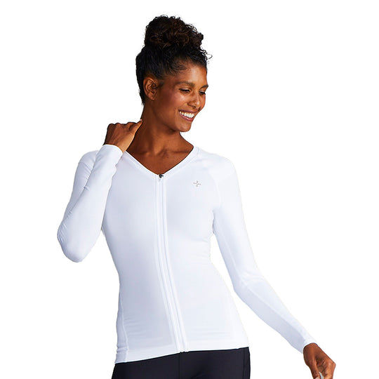 Women's LS Full Back Shirt - White banner